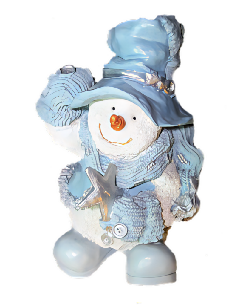 Cheerful Snowman Wallpaper with Blue Hat & Shiny Star for Holidays