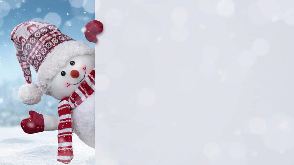 Cheerful Snowman Zoom Background: Festive Winter Wonderland Scene Wallpaper