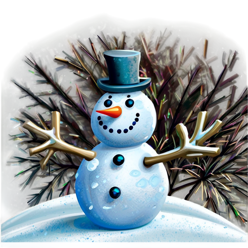 Merry Christmas Snowman: Joyful Scene in a Wintry Landscape Wallpaper