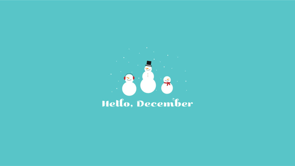 Cheerful Snowmen Minimalist Wallpaper - Hello December Design