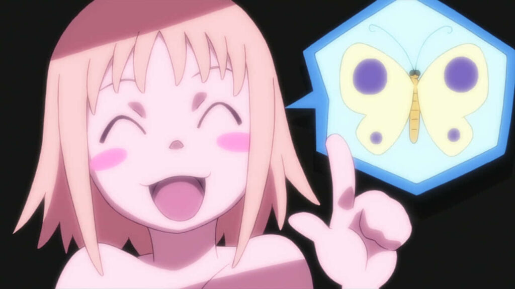 Cheerful *Soul Eater* Character Wallpaper with Whimsical Butterflies
