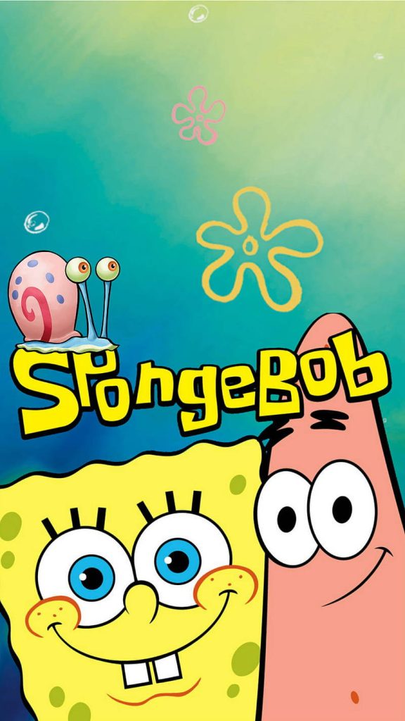 SpongeBob SquarePants close-up with Patrick and Gary underwater wallpaper background colorful