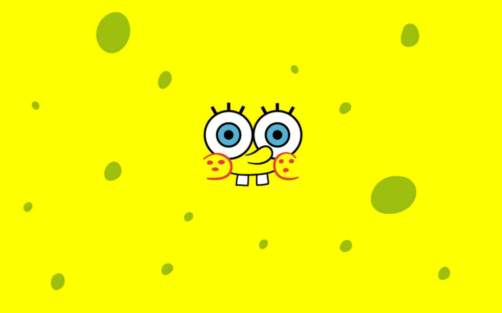 Bright Yellow SpongeBob Wallpaper: Minimalist Fun for Your Laptop