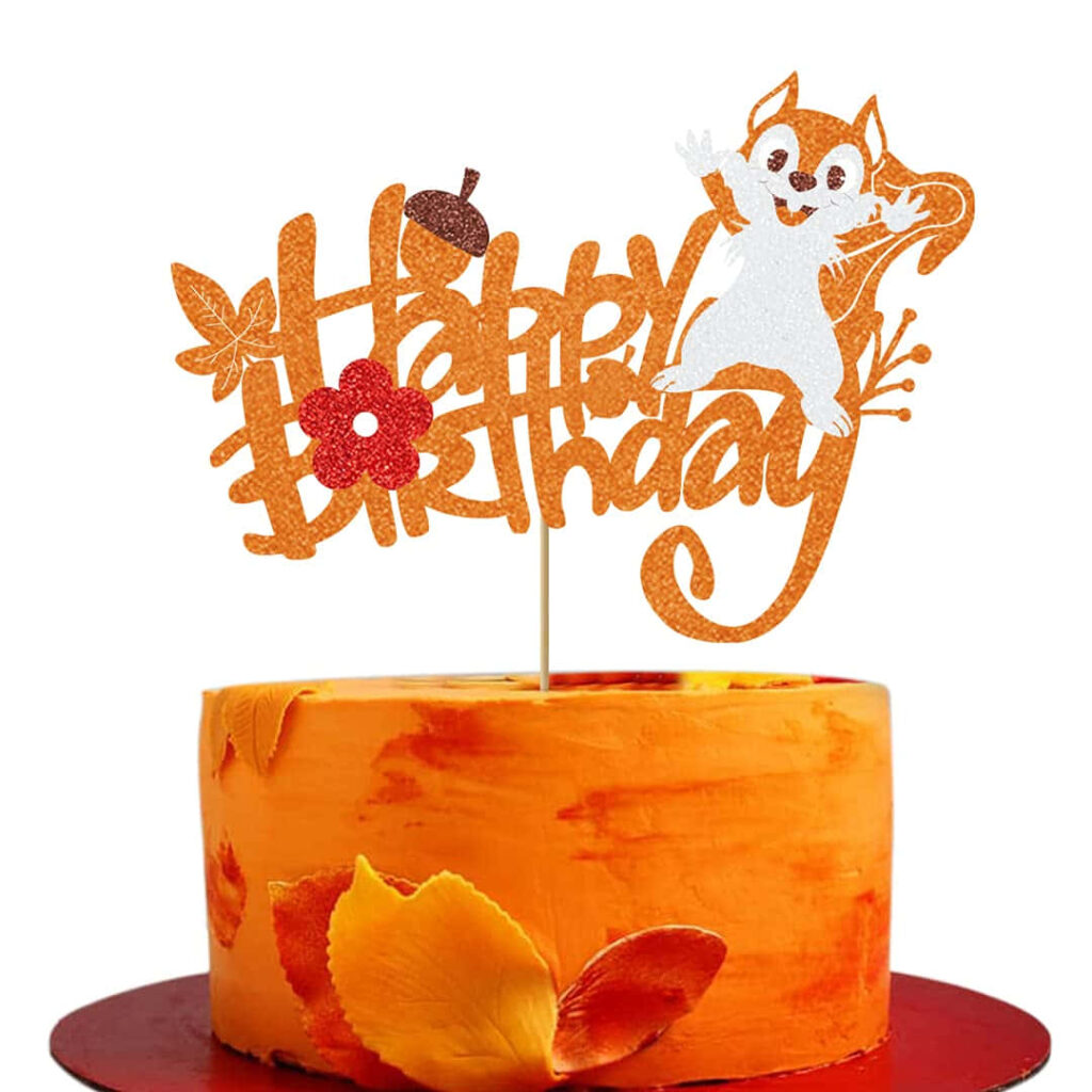 Cheerful Squirrel Birthday Wallpaper: Autumn Celebrations Background