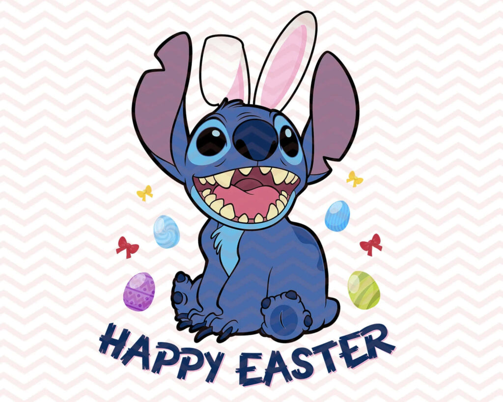 Festive Stitch Easter Wallpaper with Colorful Eggs & Zigzag Design