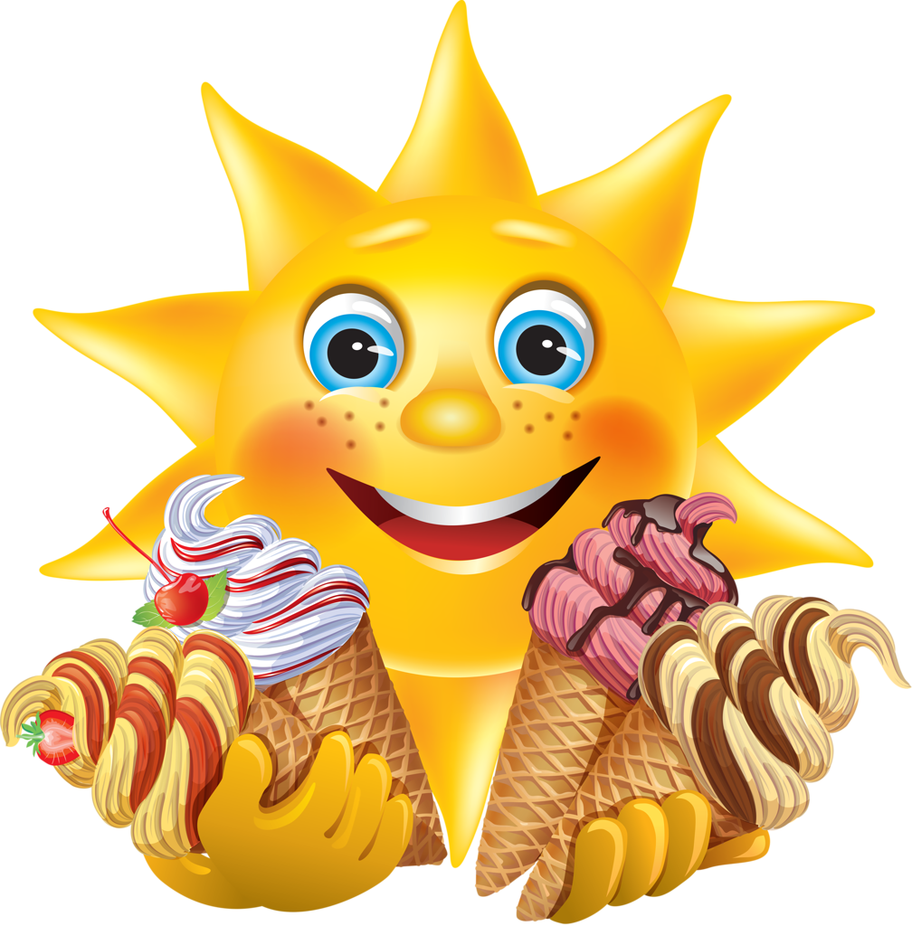 Cheerful Sun with Ice Cream PNG Wallpaper - Fun Summer Background