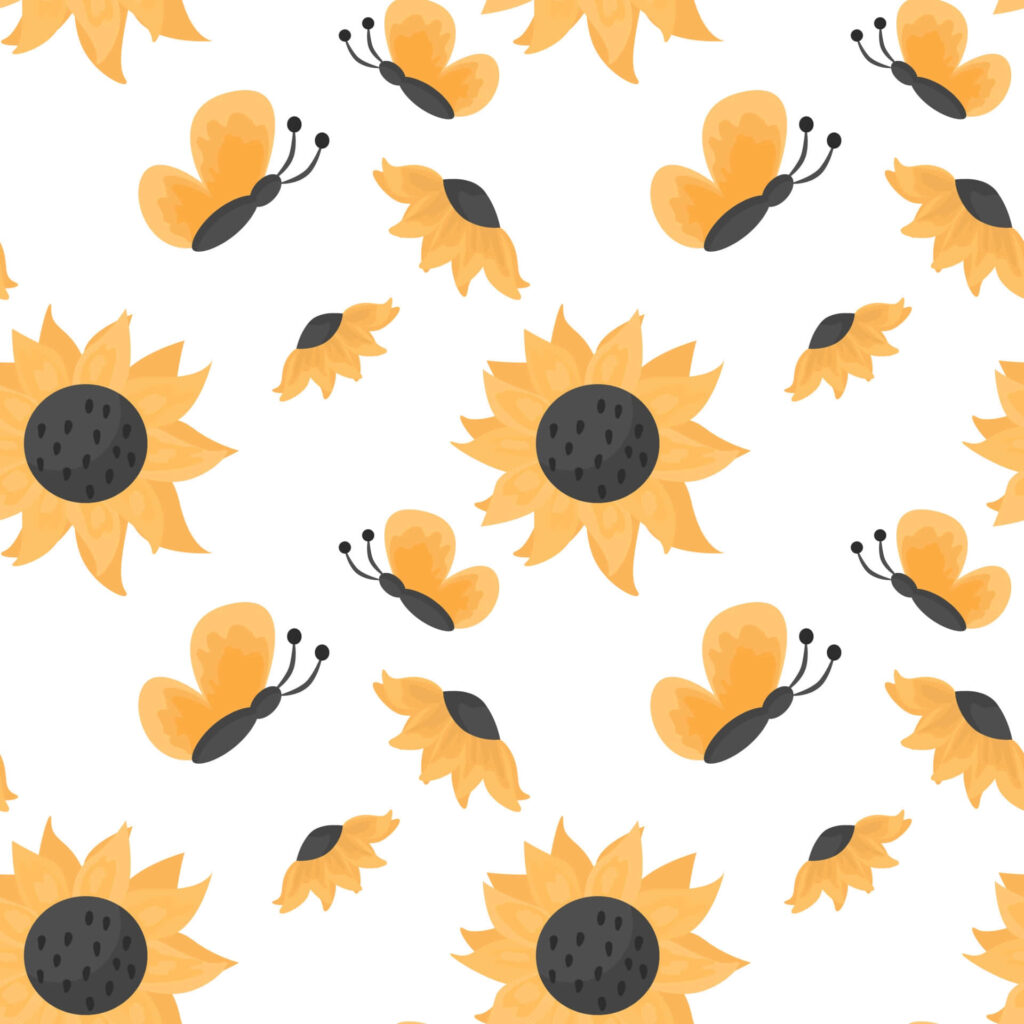 Vibrant Sunflower and Butterfly Wallpaper Background Design