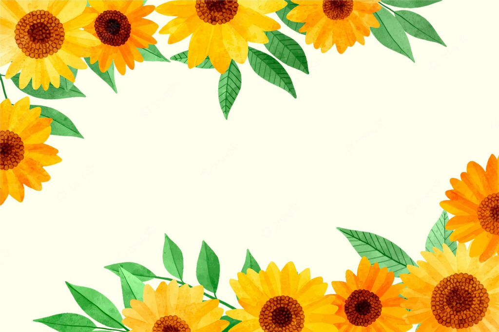 Cheerful Sunflower and Green Leaf Wallpaper for a Fresh Background