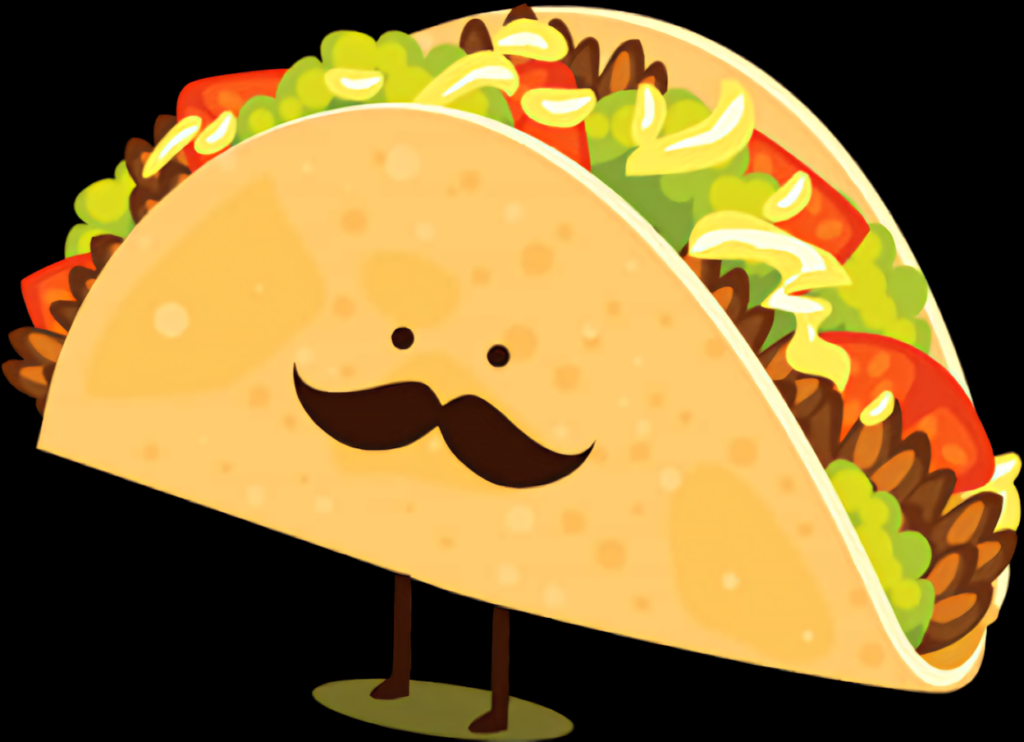 Cheerful Taco Character Wallpaper: Playful Design with Toppings