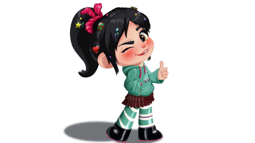 Cheerful Vanellope Thumbs-Up Wallpaper: Playful Wreck-It Ralph Design