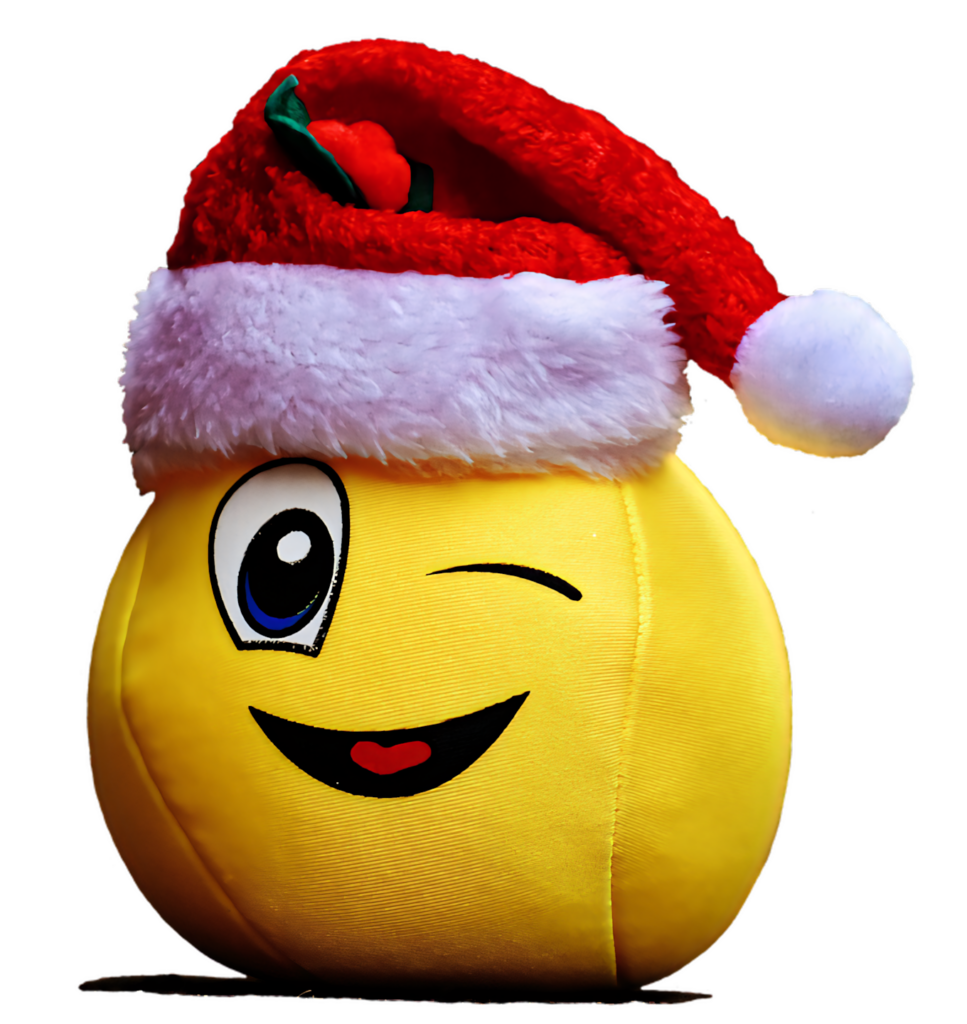 Cheerful Winking Emoji in Santa Hat - Festive PNG Wallpaper