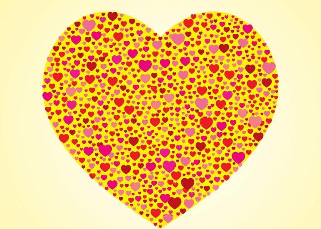 Cheerful Yellow Heart Wallpaper: Colorful Hearts on Soft Background