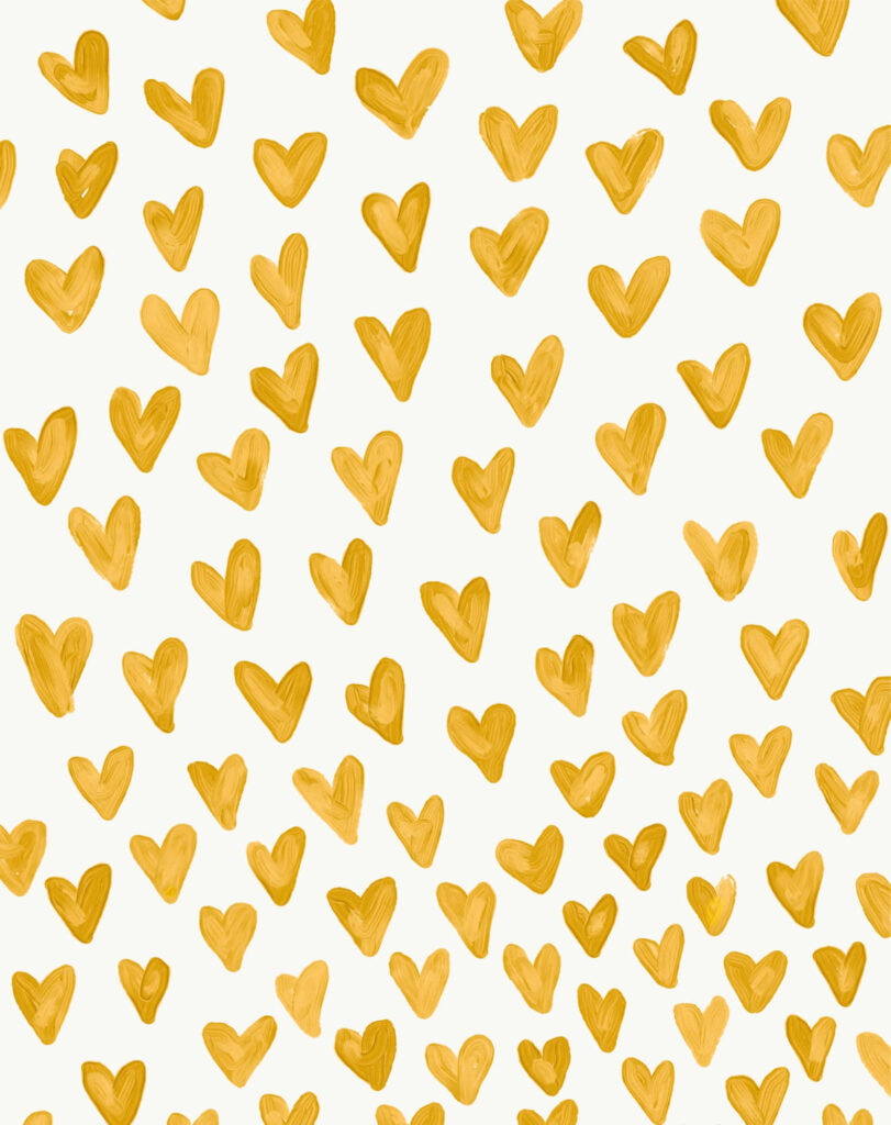 Cheerful Yellow Hearts on White - Playful Wallpaper Background