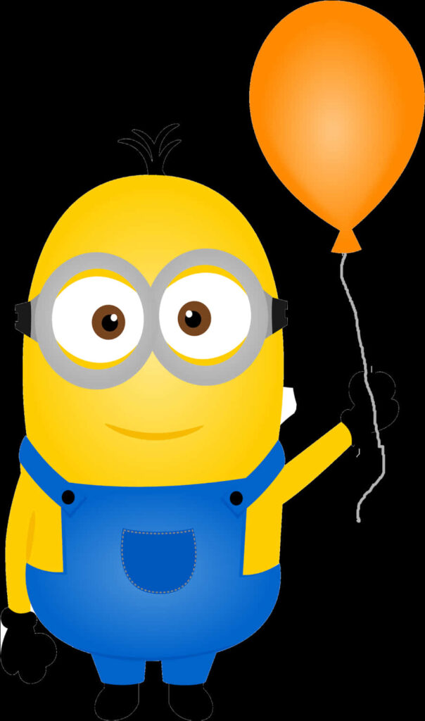 Cheerful Yellow Minion with Orange Balloon in Playful Wallpaper