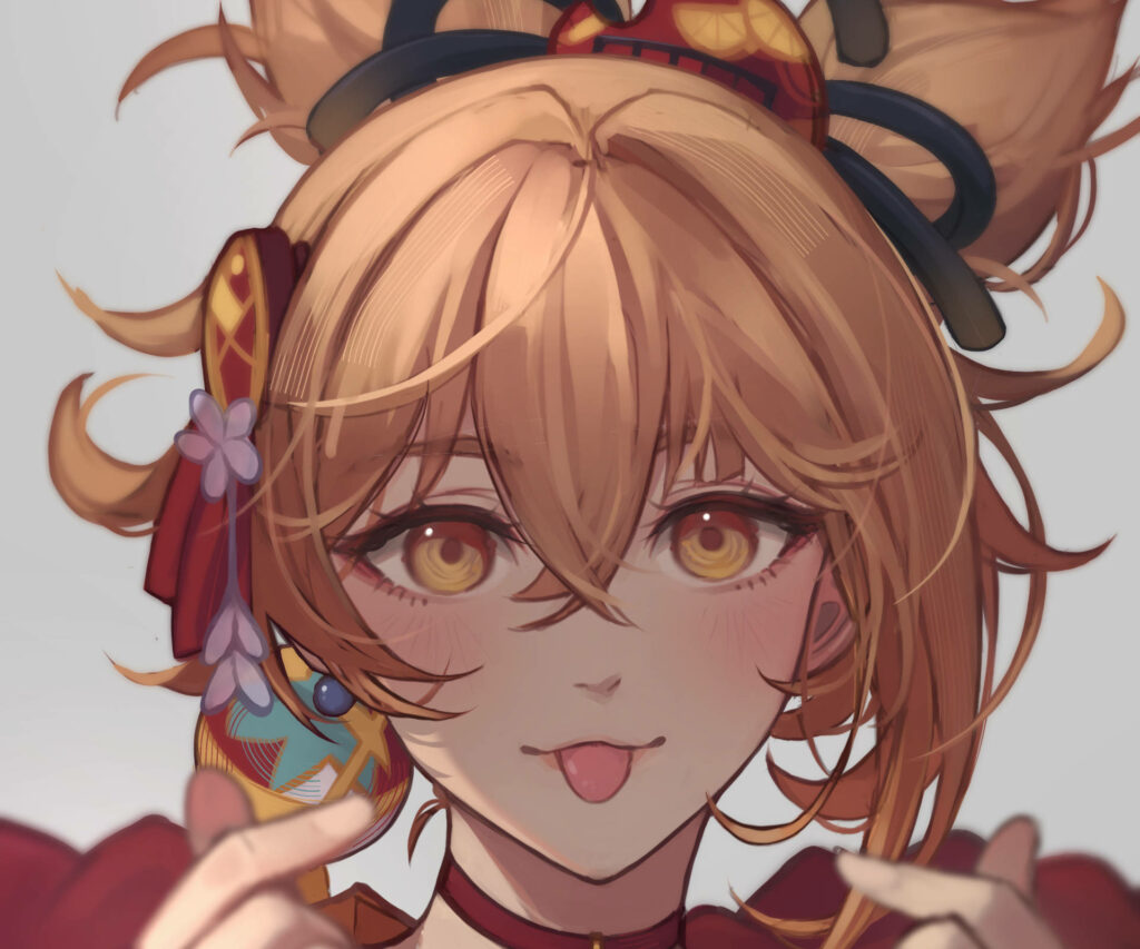 Cheerful Yoimiya Wallpaper: Vibrant Genshin Impact Art
