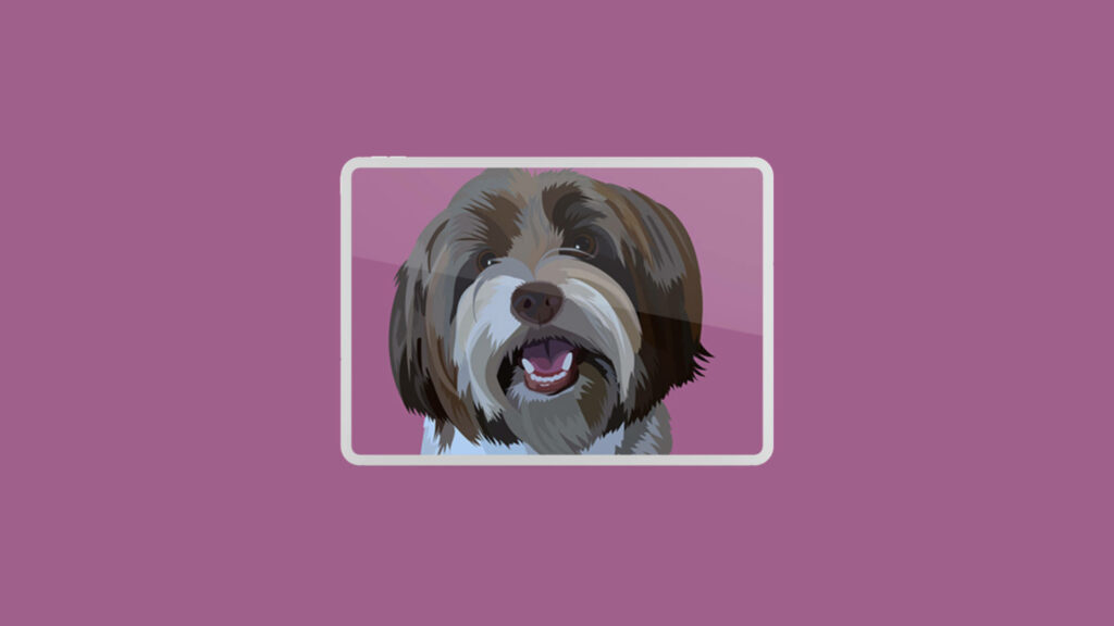 Cheerful Yorkshire Terrier Digital Art on Purple Wallpaper Background
