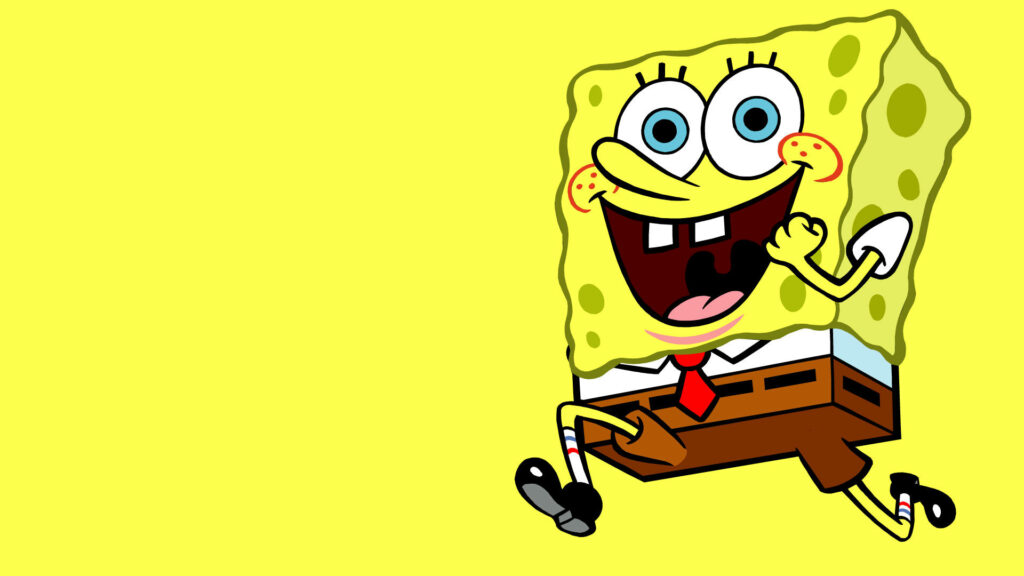 Spongebob's Infectious Joy Springs From a Vibrant Yellow Background - Hilarious Spongebob Wallpaper