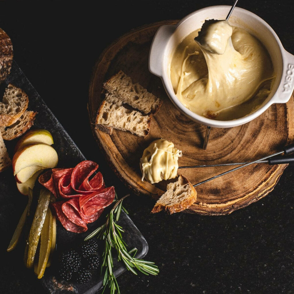 Charming Cheese Fondue Wallpaper: Appetizer Spread Inspiration