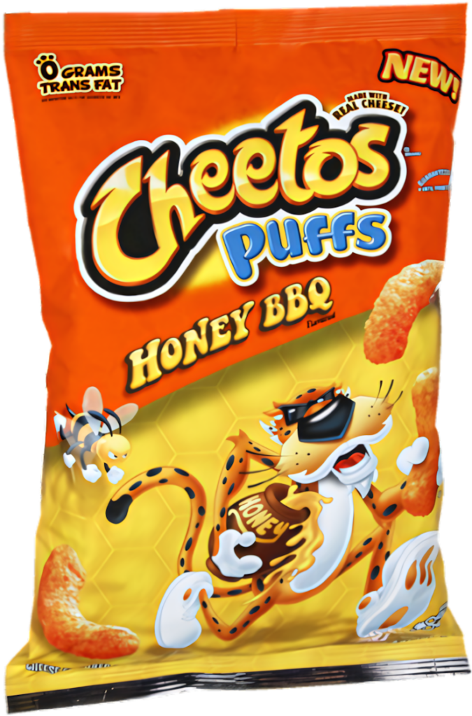 Vibrant Cheetos Puffs Honey BBQ Snack Packaging Design Wallpaper