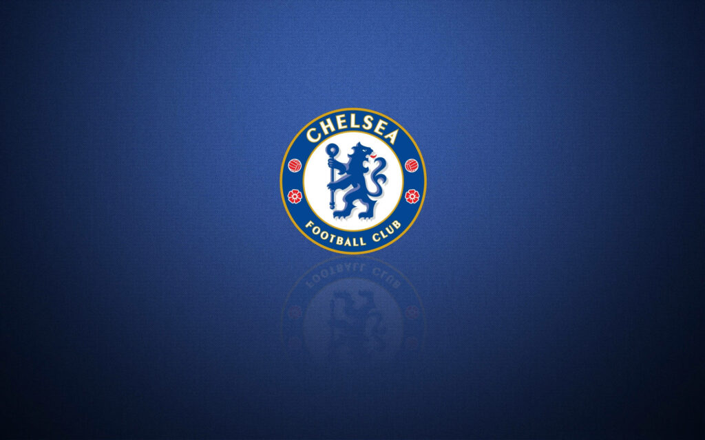 A Serene Blue Canvas for Chelsea Fc's Striking Logo with a Subtle Reflection Wallpaper
