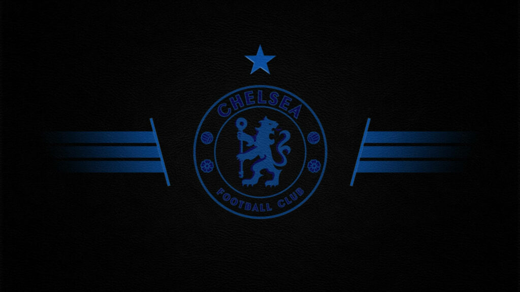 Chelsea FC emblem vibrant blue wallpaper dark textured background bold star accent stripes
