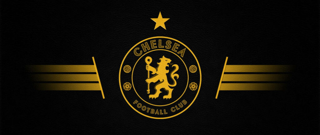 Chelsea Football Club gold logo with single star on textured black background wallpaper