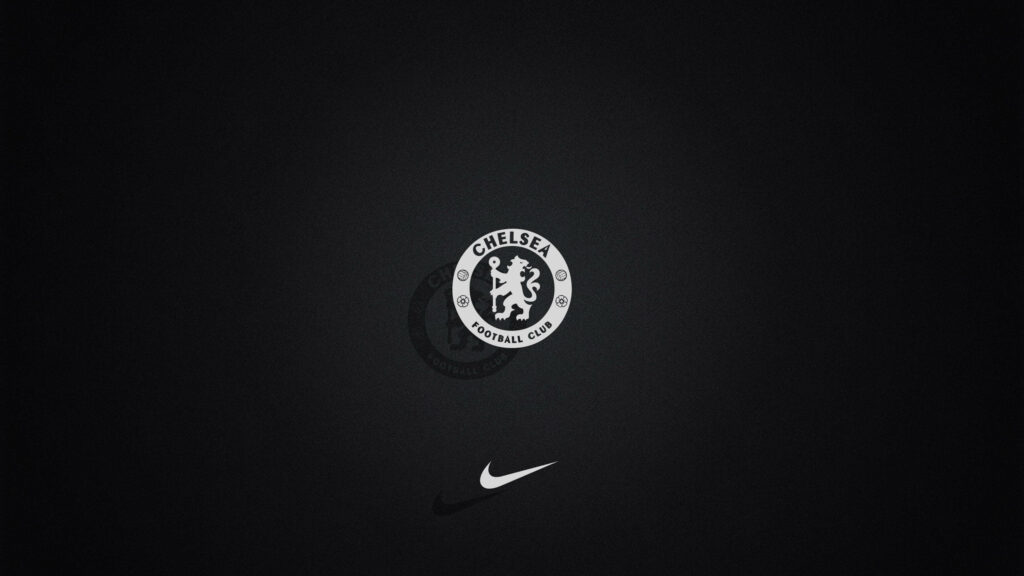 Chelsea Football Club logo centered on dark background with Nike logo showcasing partnership Wallpaper