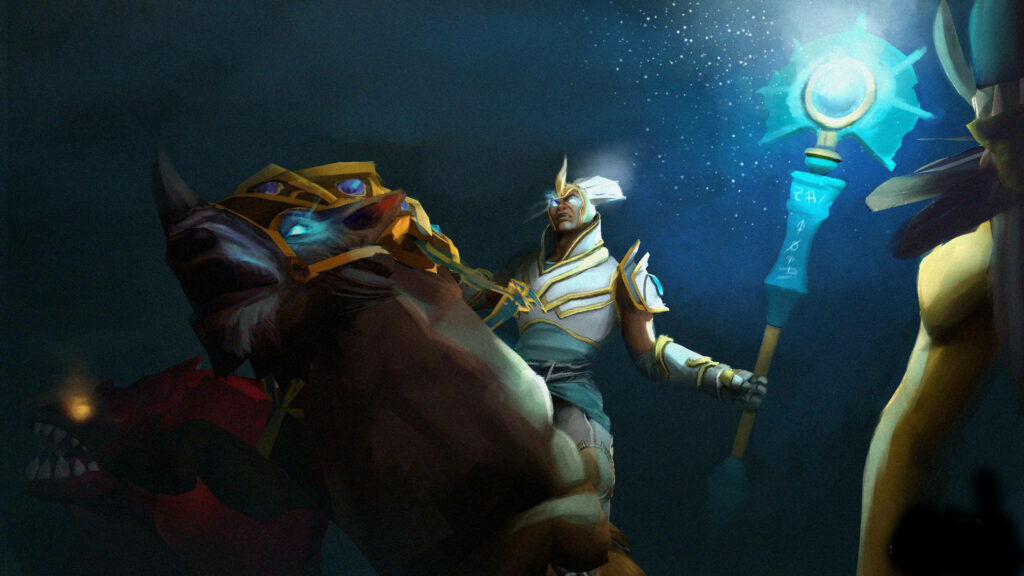 Chen, the Holy Knight, brandishes his radiant weapon in a digital masterpiece Wallpaper