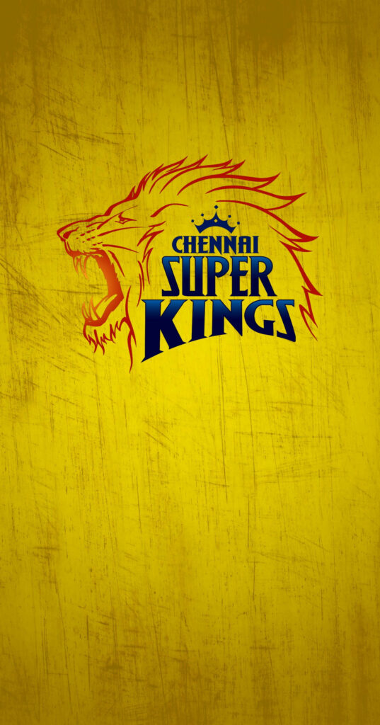 Chennai Super Kings logo with roaring lion on textured vibrant yellow background wallpaper