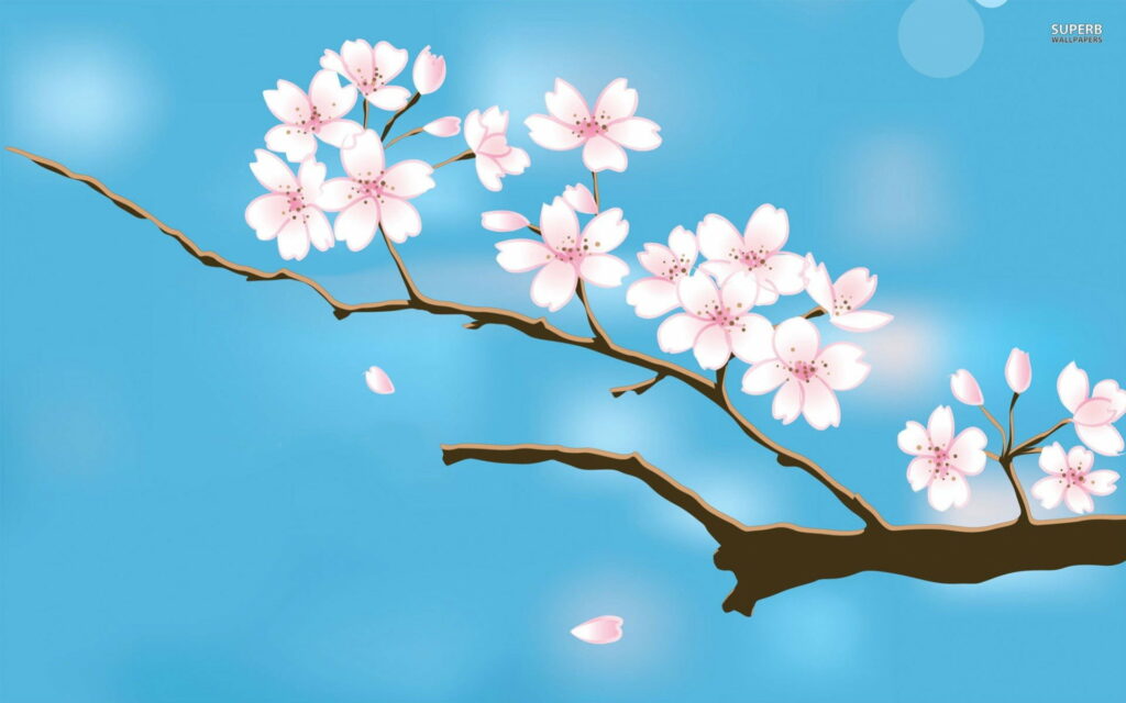 Spring's Captivating Beauty: A Serene Cherry Blossom Artwork in HD Wallpaper