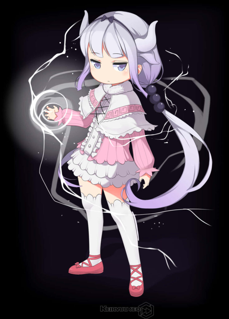 Chibi Anime Girl with Lavender Hair & Magical Aura Wallpaper