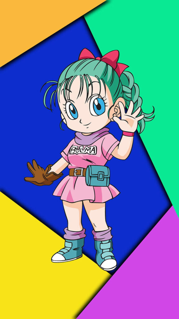 Chibi Bulma Minimalist Wallpaper: Vibrant Design for Phone Screens
