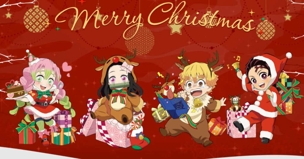 Chibi Demon Slayer Christmas Wallpaper: Festive Holiday Vibes