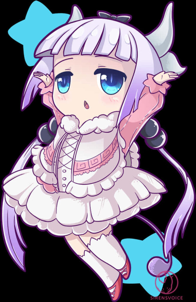 Charming Chibi Dragon Girl Wallpaper with Whimsical Star Accents