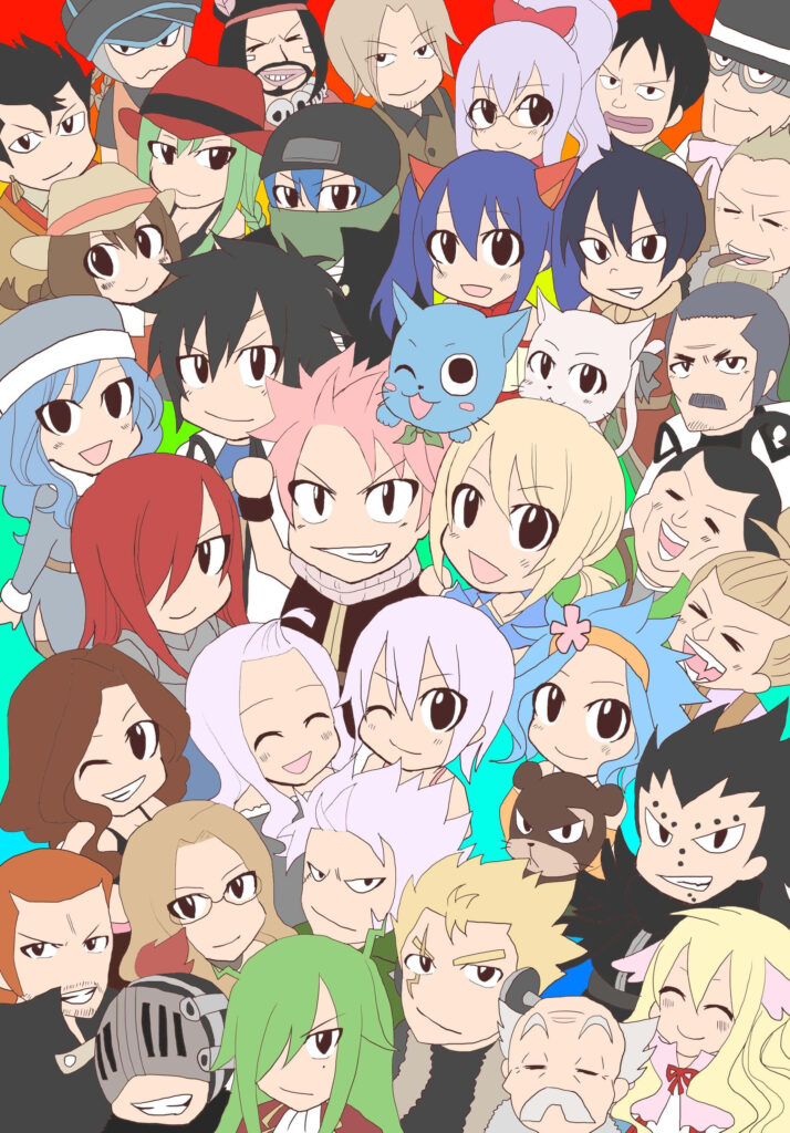 Chibi Fairy Tail Wallpaper: Colorful Vector Art for Anime Fans
