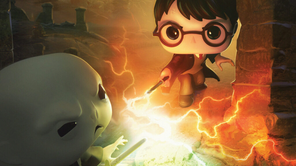 Chibi Harry Potter vs Voldemort: Magical Duel Wallpaper Background