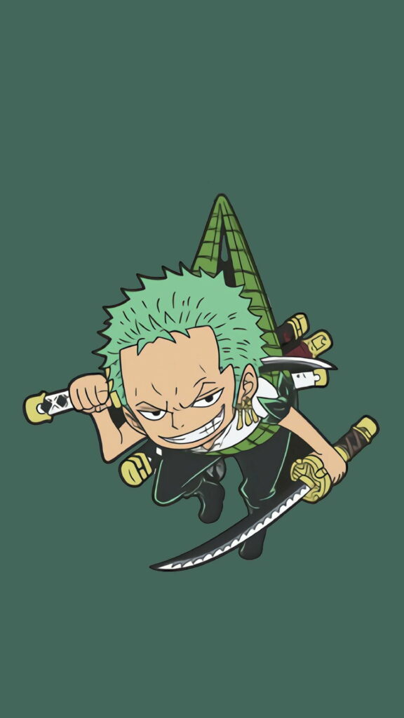 Chibi Zoro in One Piece: A High-Definition Phone Wallpaper Masterpiece