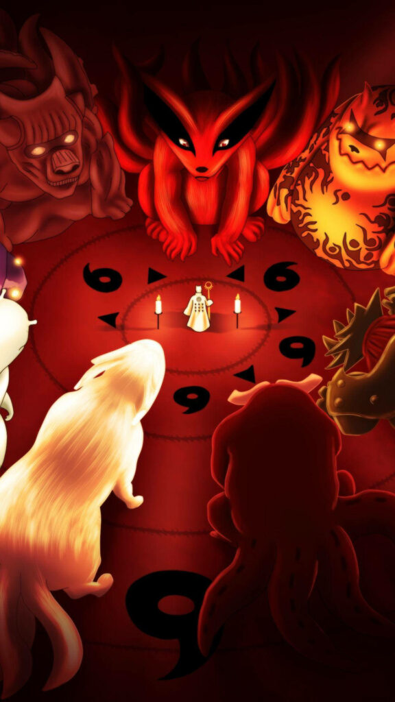 Chibi Tailed Beasts: A Cute Naruto Phone Wallpaper for Beastly Art Lovers