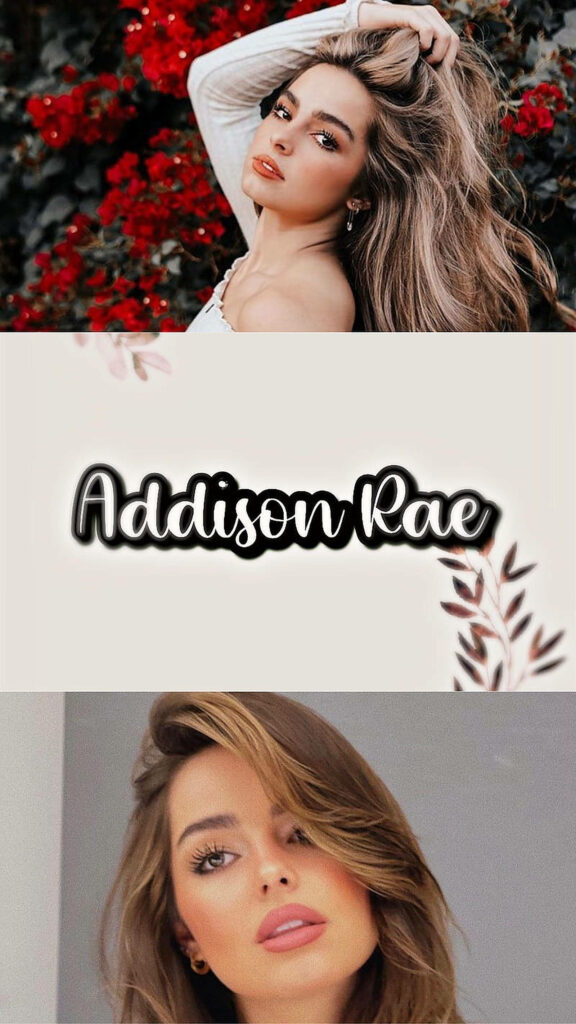 Chic Aesthetic Wallpaper: Addison Rae with Vibrant Floral Elements