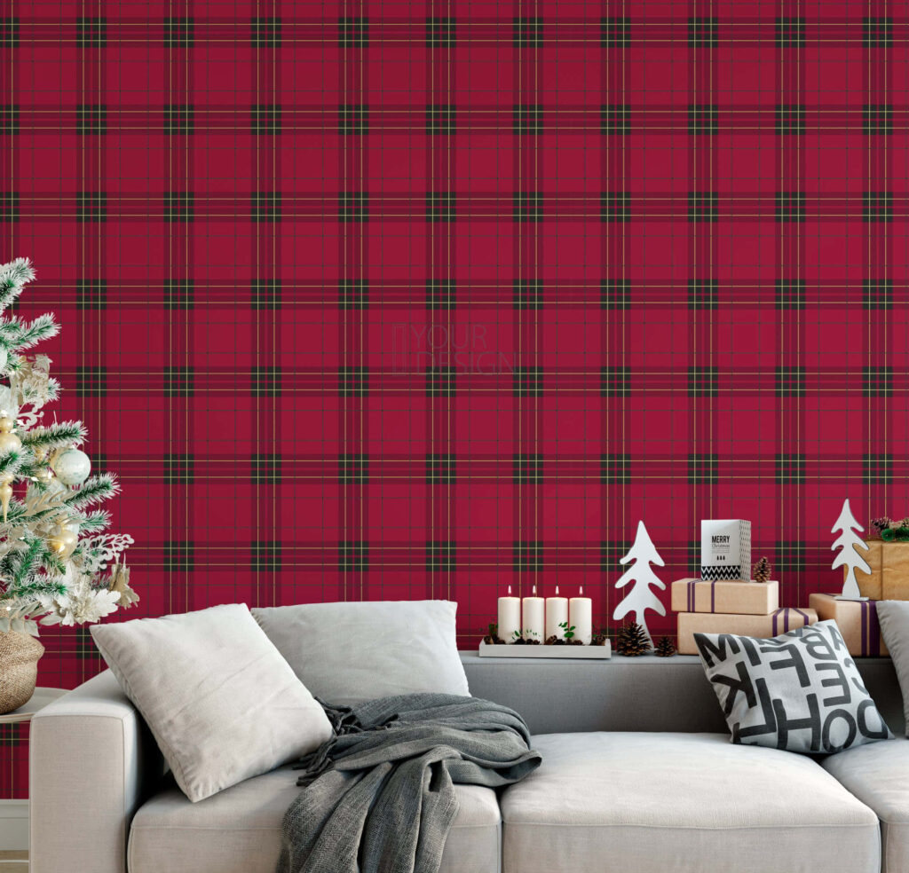 Chic Black and Red Plaid Wallpaper for Cozy Backgrounds