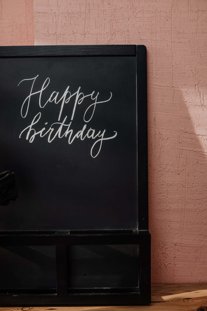 Elegant Happy Birthday Chalkboard Wallpaper on Textured Pink Background