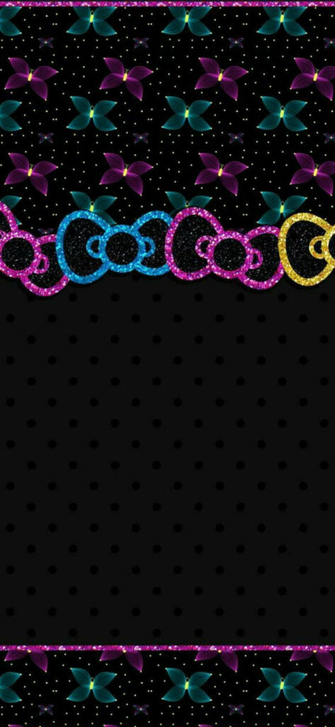Chic Colorful Ribbons Wallpaper with Glamorous Black Polka Dots