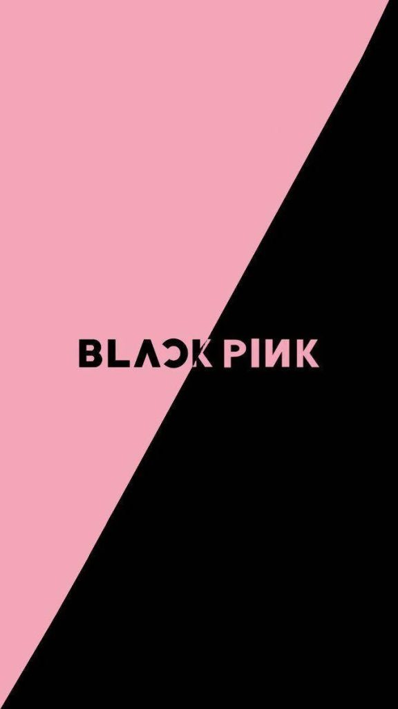 BLACKPINK logo centered on split pink and black background stylish minimalist K-pop wallpaper