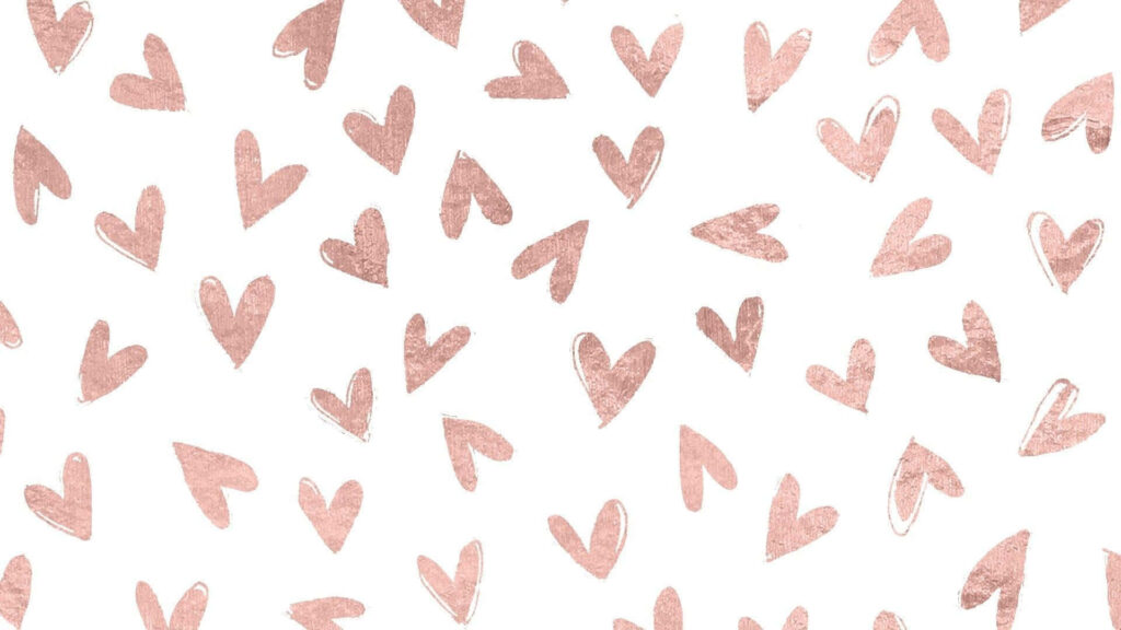 Elegant Rose Gold Heart Desktop Wallpaper on White Background