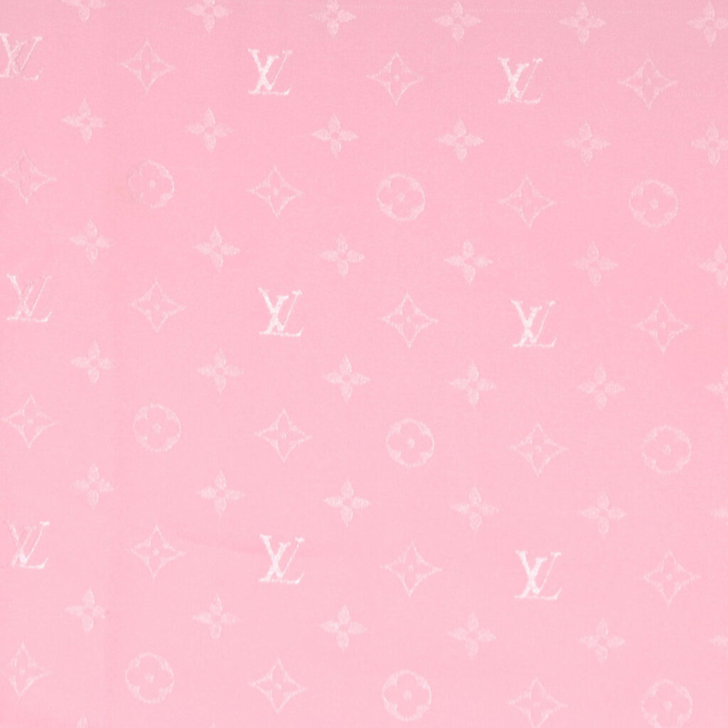 Soft pink wallpaper with iconic Louis Vuitton monogram pattern for chic stylish background