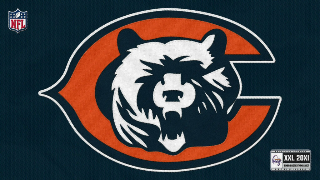 Chicago Bears wallpaper with bold bear head and orange navy C logo symbolizing strength