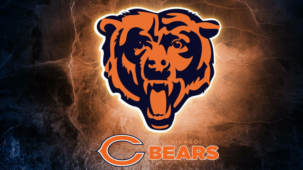 Chicago Bears wallpaper with bold bear mascot orange navy blue rugged background Go Bears theme