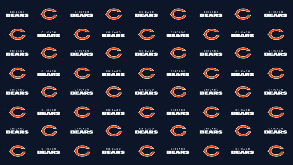 Chicago Bears logo and bold white team name pattern on dark navy blue football wallpaper background