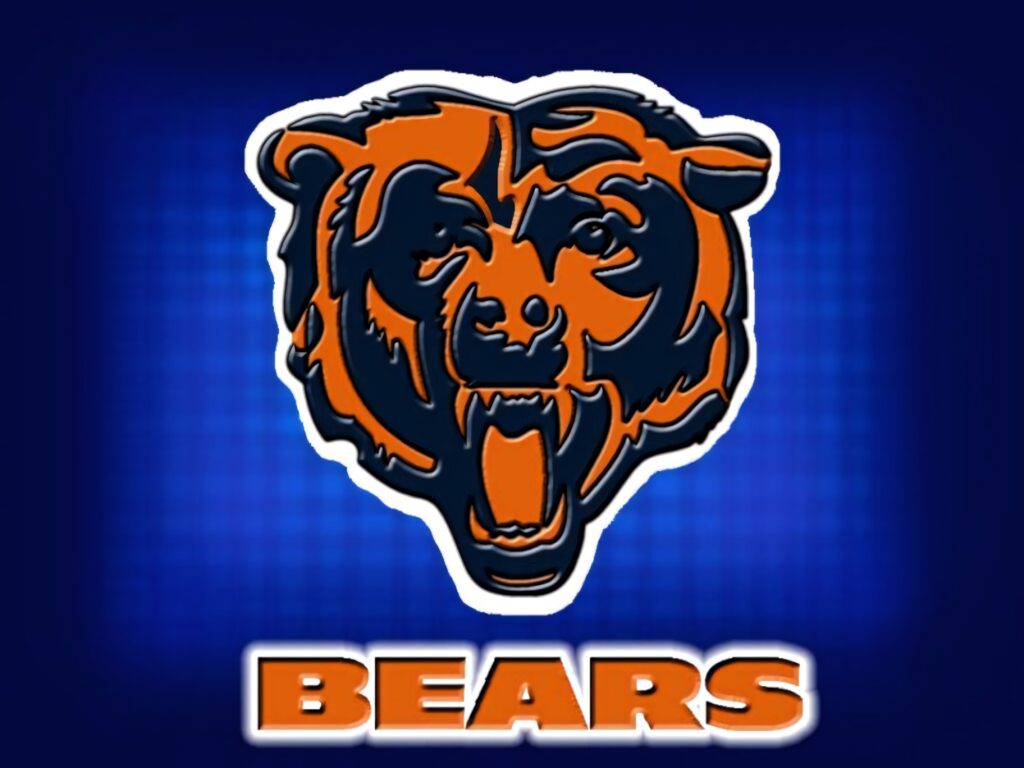 Chicago Bears wallpaper with vivid orange navy logo bold BEARS text on blue gradient background
