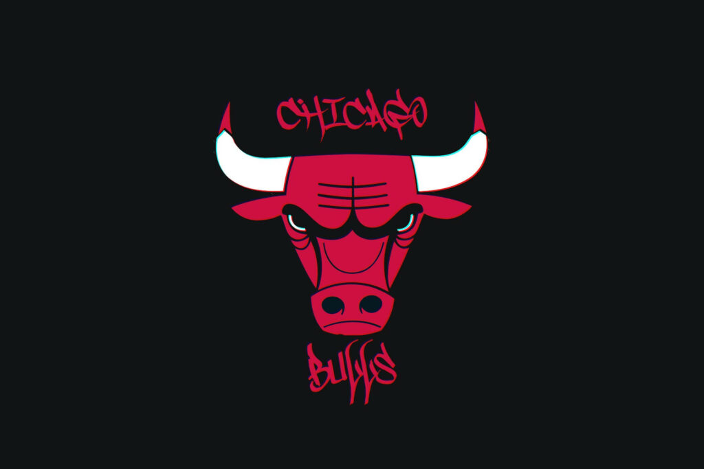 Chicago Bulls graffiti logo on dark background modern stylish laptop wallpaper for fans